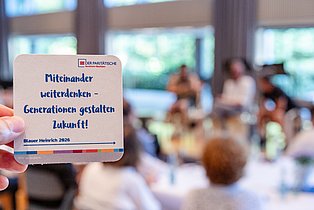 Biedeckel mit Motto der Veranstaltung